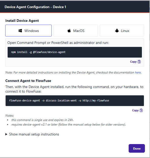 Screenshot of the FlowFuse interface for configuring a Remote Instance