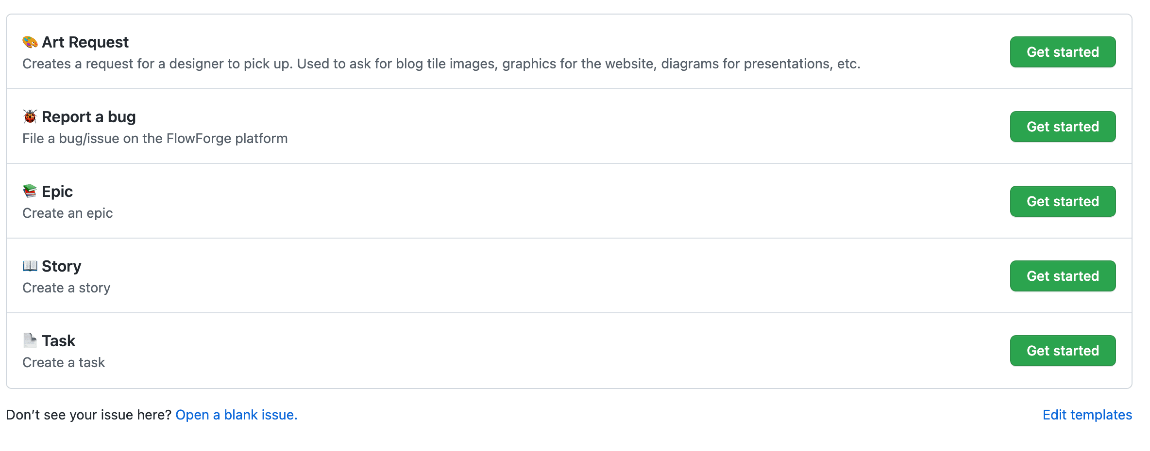 Screenshot from GitHub to show the option for creating an Art Request Screenshot from GitHub to show the option for creating an Art Request